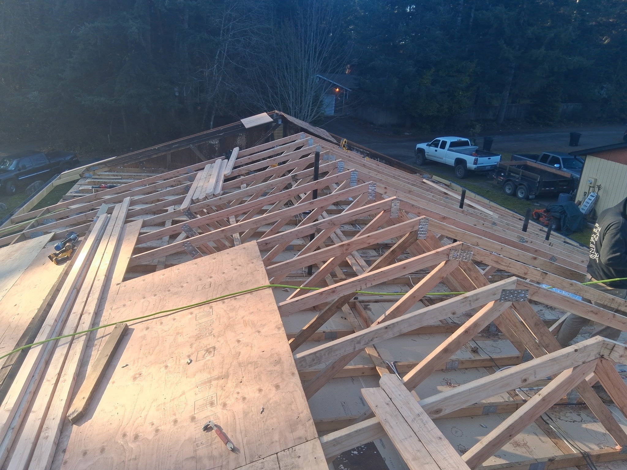 Roof replacement in progress